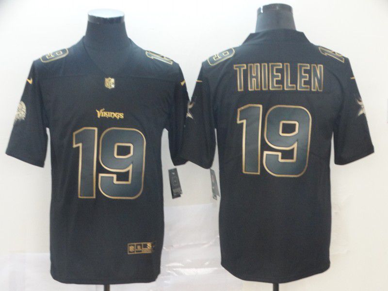 Men Minnesota Vikings #19 Thielen Nike Vapor Limited Black Golden NFL Jerseys